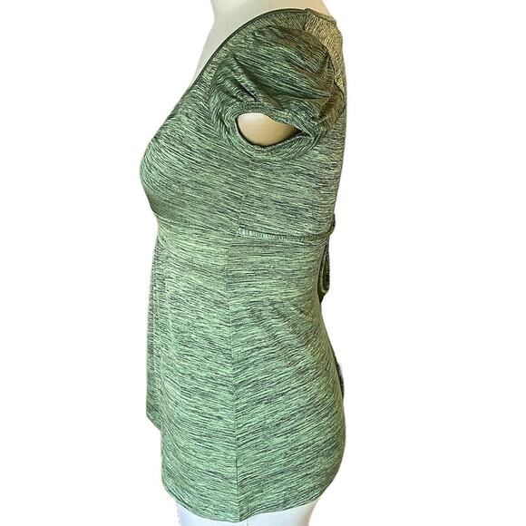 SPEECHLESS Ladies Green Top w/ Belt Tie Back Short Sleeve Tunic Top ~ Size S - Picture 3 of 5